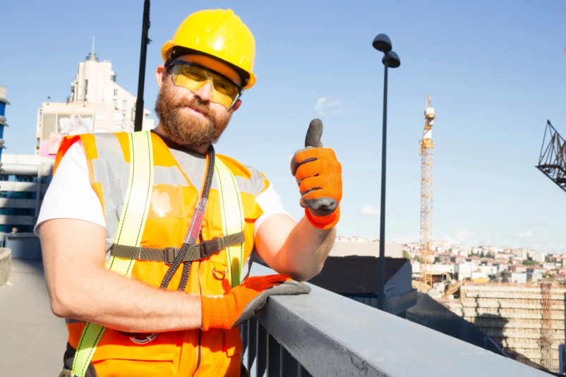 Worker on site for land surveys